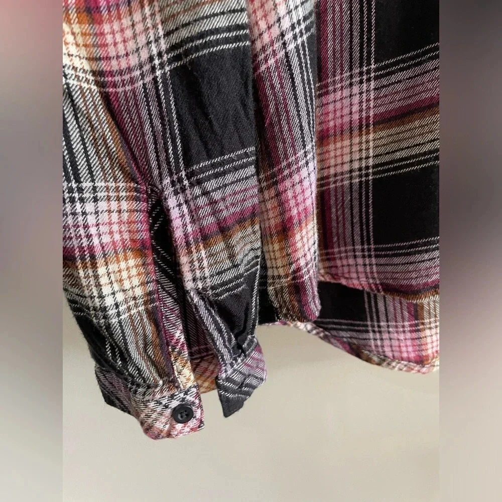 Cloth & Stone by Anthropologie Charlie Plaid Ruffle Neck Flannel Top - Small
